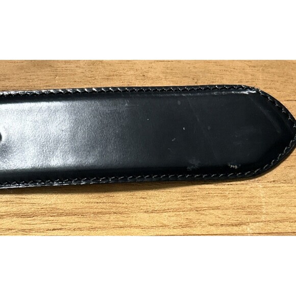 Vintage Moschino Redwall Black Leather‎ Logo Belt Gold Buckle Made in Italy 42 - Picture 5 of 7